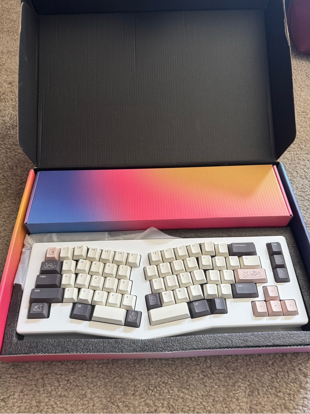 Split Ergonomic Mechanical Keyboard - Cream and Dark Gray